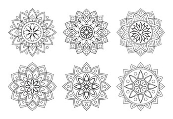 A collection of stylish and detailed mandala art illustrations, ideal for creating intricate and sophisticated designs.