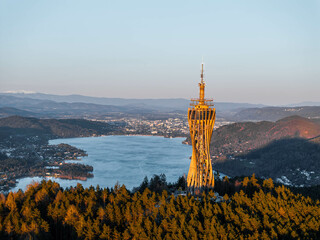 W&ouml;rthersee Pyramidenkogel Sunset, Klagenfurt Austria  -Carinthia(K&auml;rnten)