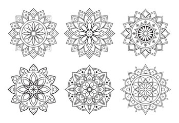 A collection of stylish and detailed mandala art illustrations, ideal for creating intricate and sophisticated designs.