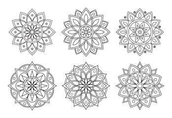 A collection of stylish and detailed mandala art illustrations, ideal for creating intricate and sophisticated designs.
