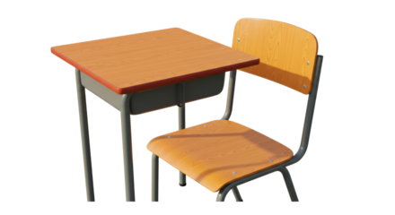 Isolated School Desk and Chair