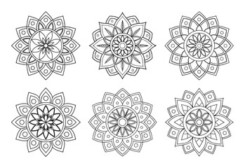 A collection of stylish and detailed mandala art illustrations, ideal for creating intricate and sophisticated designs.