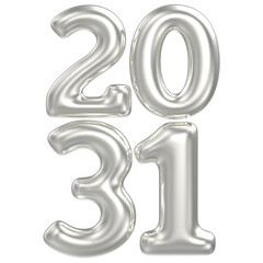 3D Silver Happy New Year 2031