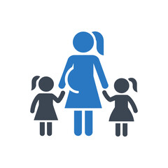 Pregnant Woman with Daughters Icon