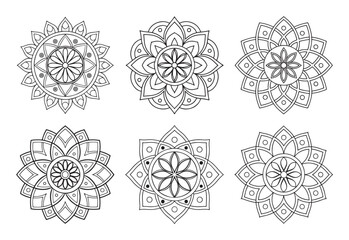A collection of stylish and detailed mandala art illustrations, ideal for creating intricate and sophisticated designs.