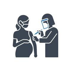 Pregnant Woman Getting Vaccinated Icon