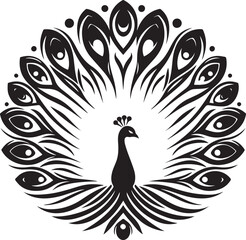 Peacock Tail Concentric Semi Circles Logo Vector