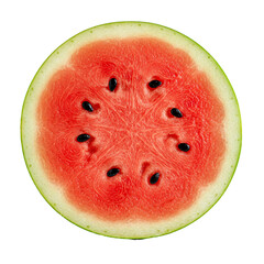 Refreshing Slice of Summer: Vibrant Red Watermelon with Black Seeds on a Clean White Background - Perfect for Healthy Eating, Summer Vibes, and Fresh Produce Concepts