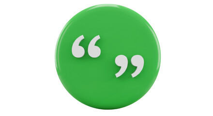 Isolated green quotation mark button