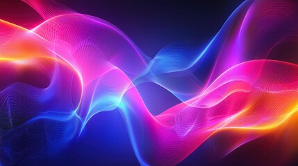 Obraz premium A vibrant and dynamic abstract composition of flowing lines in bright colors.