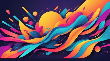 Vibrant abstract design with flowing shapes and organic forms