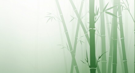 Naklejka premium Serene bamboo forest with misty background, evoking tranquility and nature's beauty