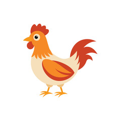 Fototapeta premium Cute chicken hen standing, cartoon character on white background