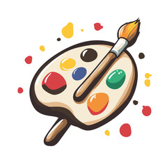 Simple cartoon art icon of an artists palette with paint brush