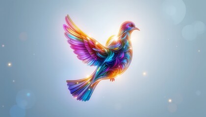 Obraz premium Colorful Flying Bird Illustration with Light Effects and Gradient Background