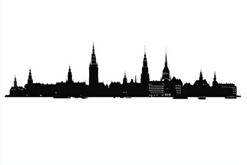 Fototapeta premium Copenhagen Cityscape: Iconic Skyline Featuring Towering Structures and Charming Houses