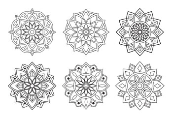 A collection of stylish and detailed mandala art illustrations, ideal for creating intricate and sophisticated designs.
