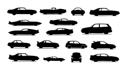 Automotive object collection Silhouettes  illustration