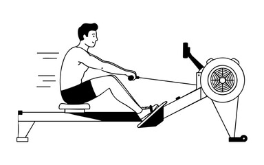 Rowing Machine Training Minimalist Illustration