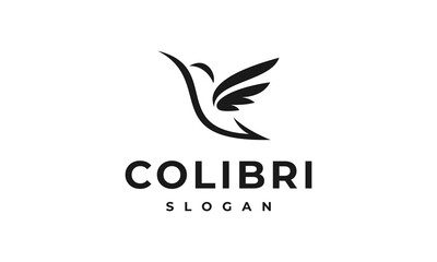 colibri logo vector icon illustration, hummingbird logo template