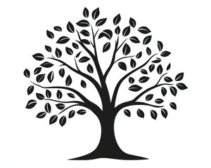 Fototapeta premium Lush tree, leaves, white background, nature, design