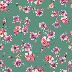 Abstract multicolor floral pattern, vintage flowers with abstract bright background for digital print and decoration. Allover Design, 