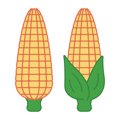 Corn cob vector cartoon illustration isolated on a white background.