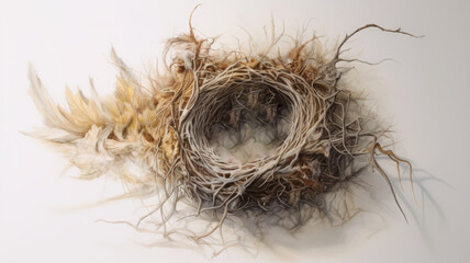 bird nest on white background