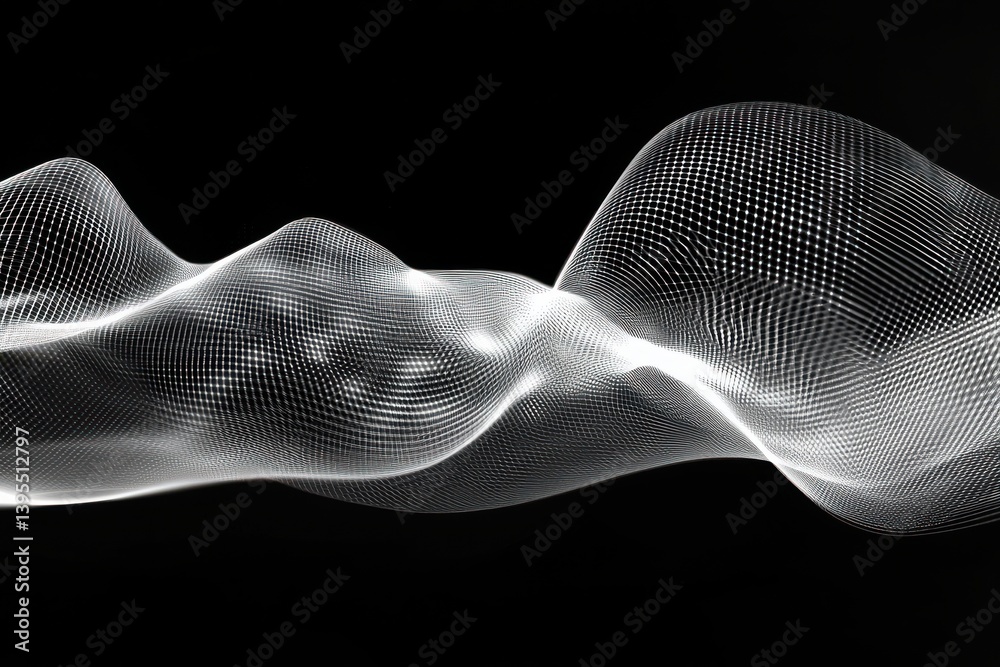 Wall mural abstract wave patterns in black and white with fluid motion effect