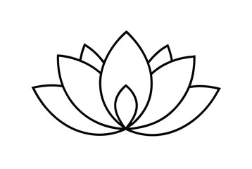 Simple Lotus Flower Illustration Black Outline Isolated On White Background