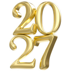 3D Golden Happy New Year 2027