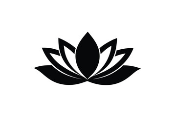 Simple And Elegant Lotus Flower In Black Silhouette For Design Element Purposes