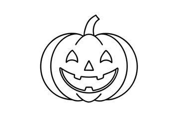 Smiling Jackolantern Halloween Pumpkin Outline Cartoon Illustration Design