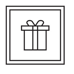 Gift Box Outline Icon, Present and Celebration Symbol Graphic