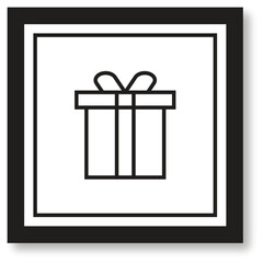 Gift Box Outline Icon, Present and Celebration Symbol Graphic