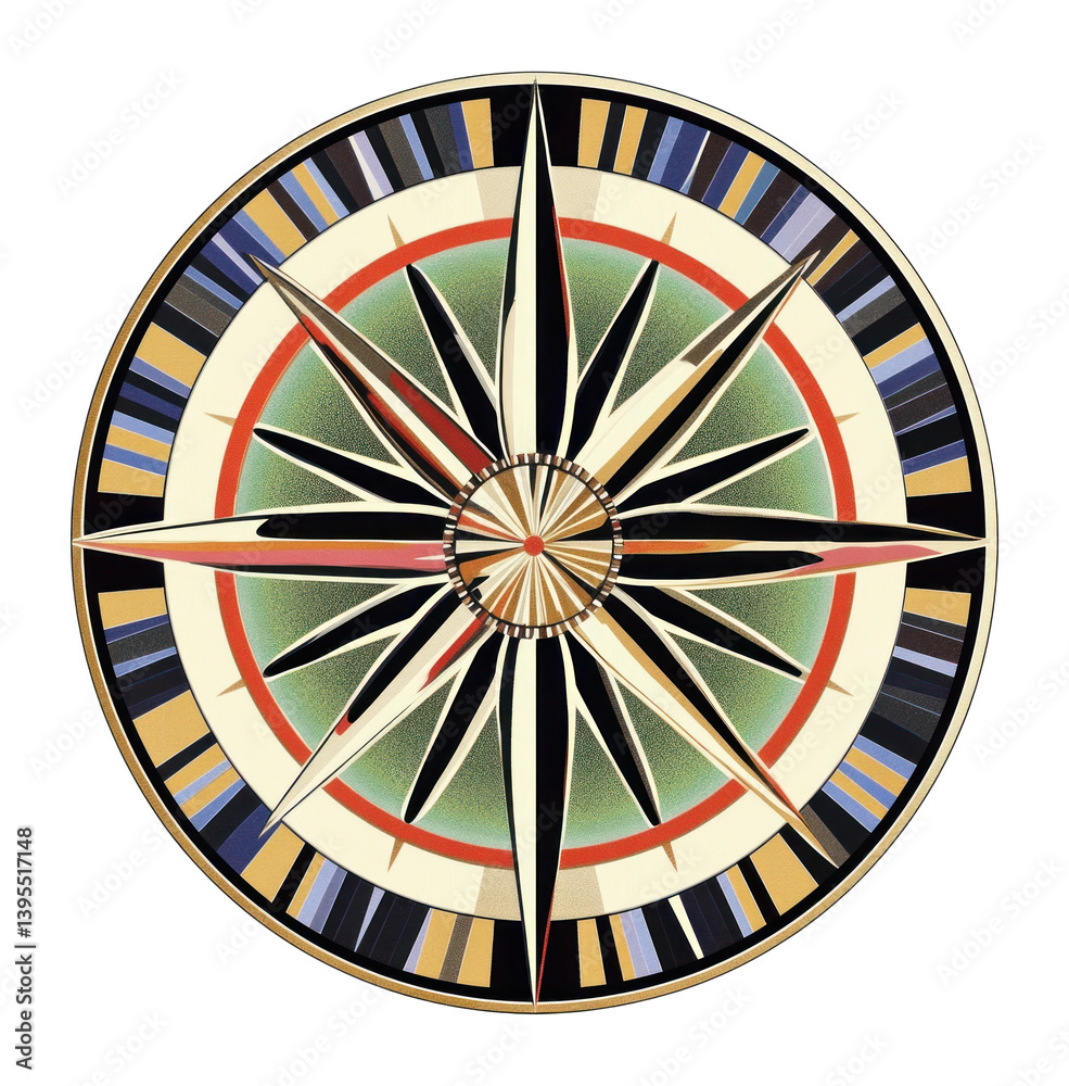 Wall mural png compass circle symmetrical pattern style.