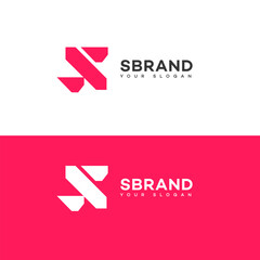 Modern Abstract S Letter Logo Design Pink, White, Geometric