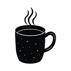 Steaming Hot Coffee Cup With Dots Vector Illustration On White Background