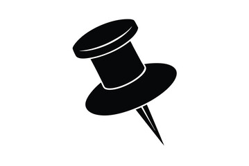 Black Push Pin Silhouette Vector Illustration On A White Background