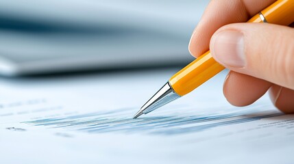 Closeup of person writing on paper with pen capturing thoughts and ideas on the document