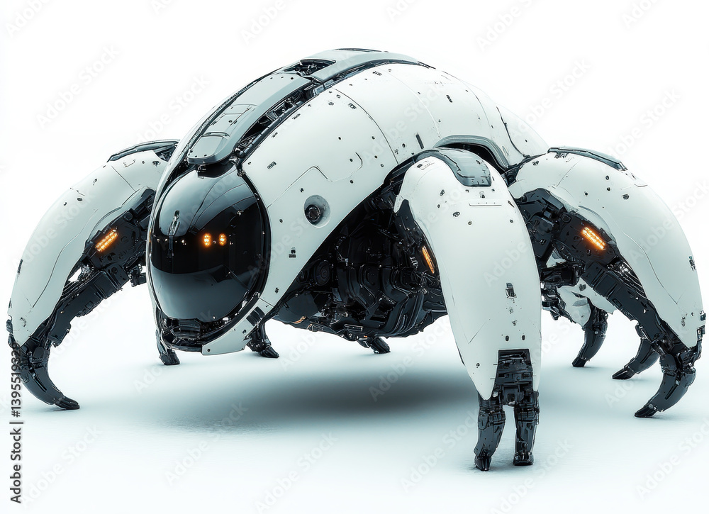 Poster futuristic robotic crab with advanced mechanical design in high-tech environment showcasing innovati
