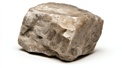 Obraz premium Detailed closeup of textured gray rock against pristine white background