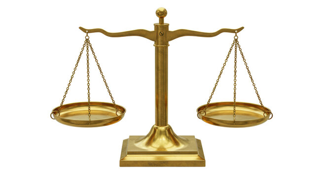 Isolated Golden balance scale