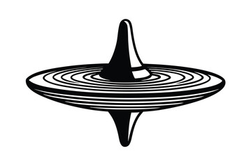 Isolated Black And White Spinning Top Toy Illustration Vector Art
