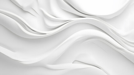 Fototapeta premium A beautifully styled white abstract composition with fluid, flowing fabric-like elements, creating a serene design.