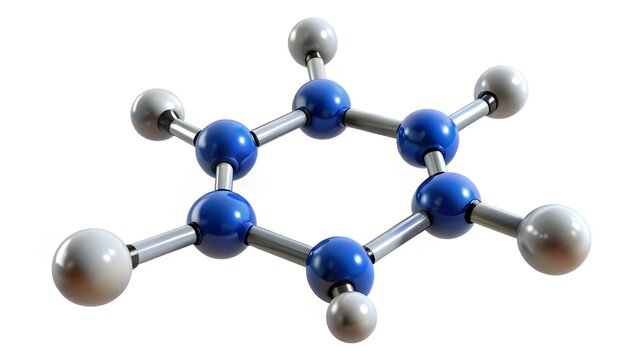 Trimethylamine (C3H9N) Molecular Structure: Ball and Stick Chemical Model on White Background - 3D Illustration