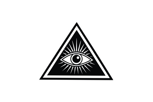 All Seeing Eye In Triangle Mystical Symbol Illuminati Design Graphic