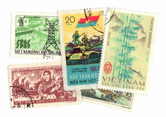 Fototapeta premium Vintage postage stamps from Vietnam.