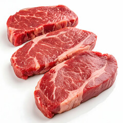 Juicy Red Beef Steaks Isolated on White Background