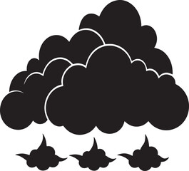 A set of clouds illustration in the sky in black silhouette.